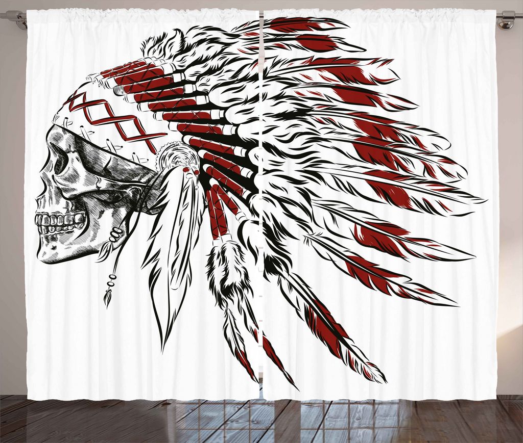 ABAKUHAUS Jahrgang Rustikaler Vorhang, Feder-Kopfschmuck, Wohnzimmer Universalband Gardinen mit Schlaufen und Haken, 280 x 175 cm, Burgund Schwarz ...