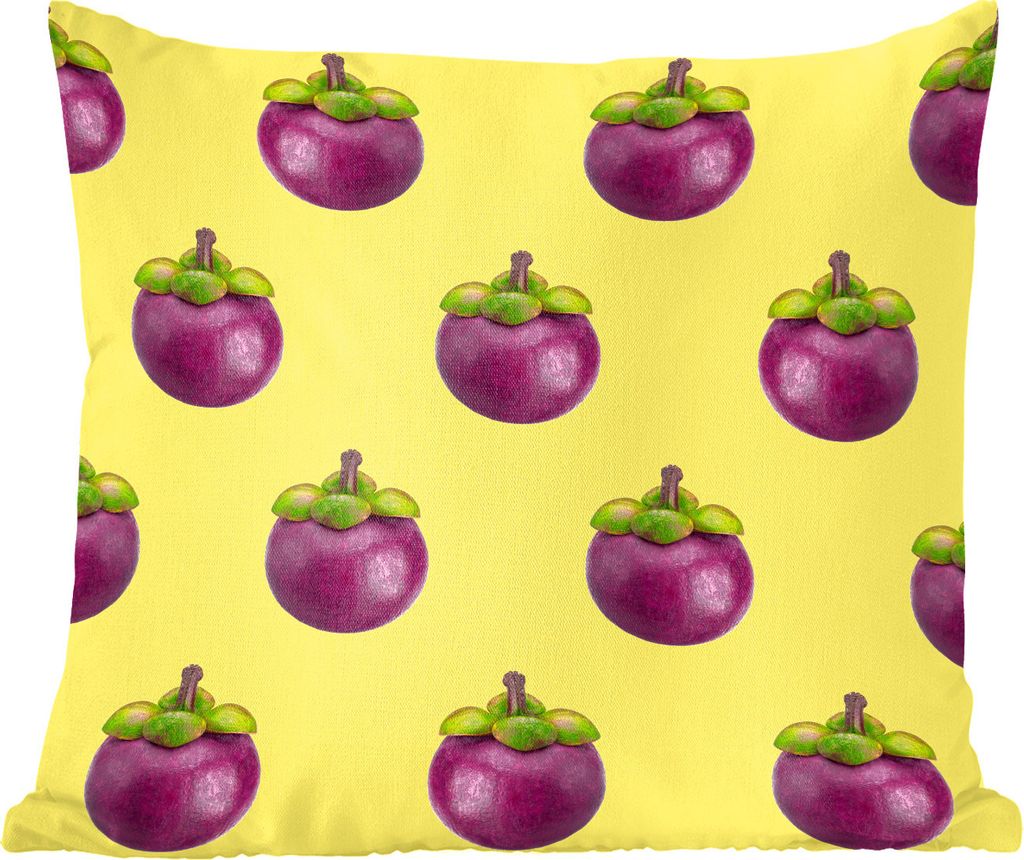 MuchoWow Zierkissen Sofakissen Wohnzimmer Dekokissen 45x45 cm Obst - Muster - Violett - Schlafpolster - Polster für das Sofa