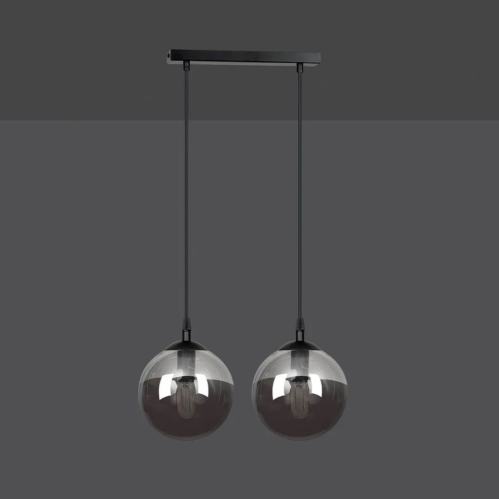 Suspension de Cuisine ou Salon Noir Graphite - Éclairage Double E14 - 6