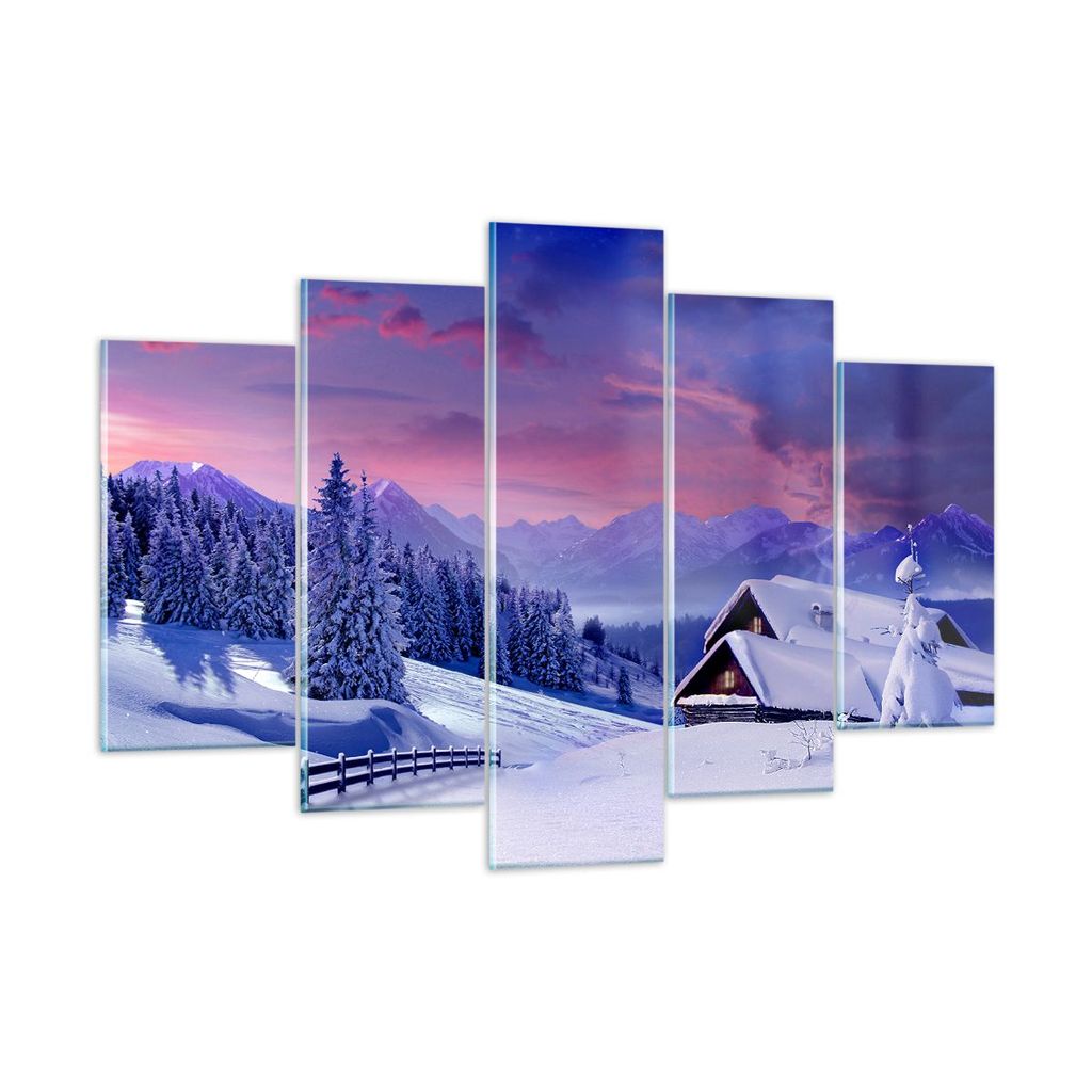 Bilder auf glas - Winter Landschaft Frost Schnee - 150x100cm - Glasbilder - Wandbilder - Kunstdruck - zum Aufhängen bereit - Wanddekoration aus Gl...