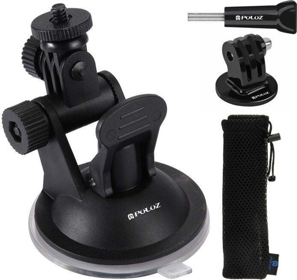 Puluz car windshield mount for sports cameras (including Osmo Action 5 Pro, Insta360 X5)