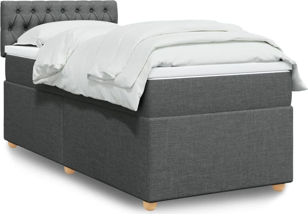 Maison Exclusive - Boxspringbett mit Matratze Dunkelgrau 90x200 cm Stoff