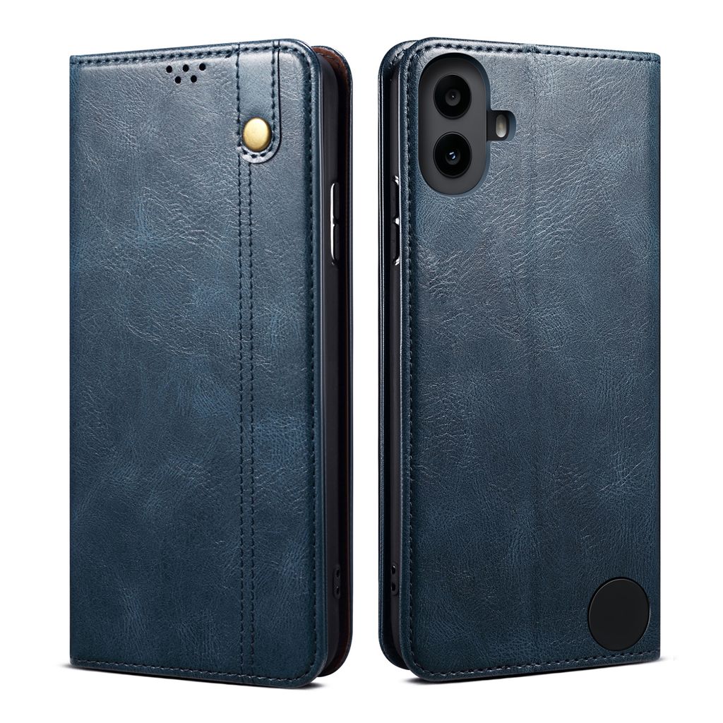 Hülle für Nothing CMF Phone 1 Leder Brieftasche Schutzhülle mit Standfunktion Blau