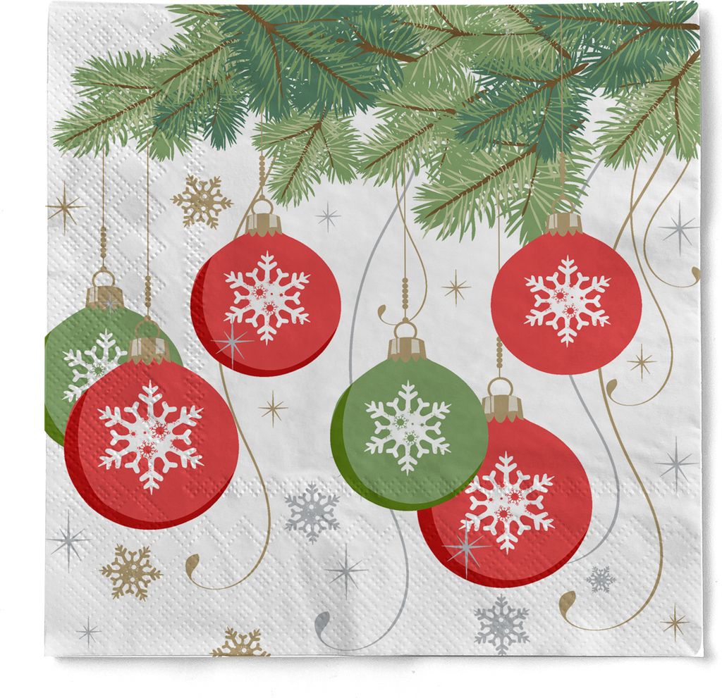 HAPPY PAPER Serviette "Bowlpin" (Weihnachtskugel) aus Tissue 3-lagig, 40 x 40 cm, 20 Stück - Weihnachten Xmas