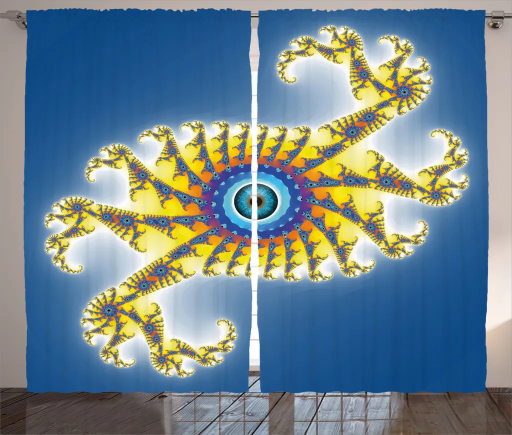 Rideau Fractal avec Boucles et Crochets Finition Rustique 280x225 cm
