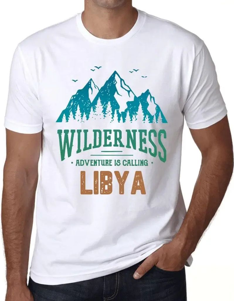 Herren Grafik T-Shirt Wildnis das Abenteuer ruft Libyen – Wilderness, Adventure Is Calling Libya – Öko-Verantwortlich Vintage Jahrgang Kurzarm...