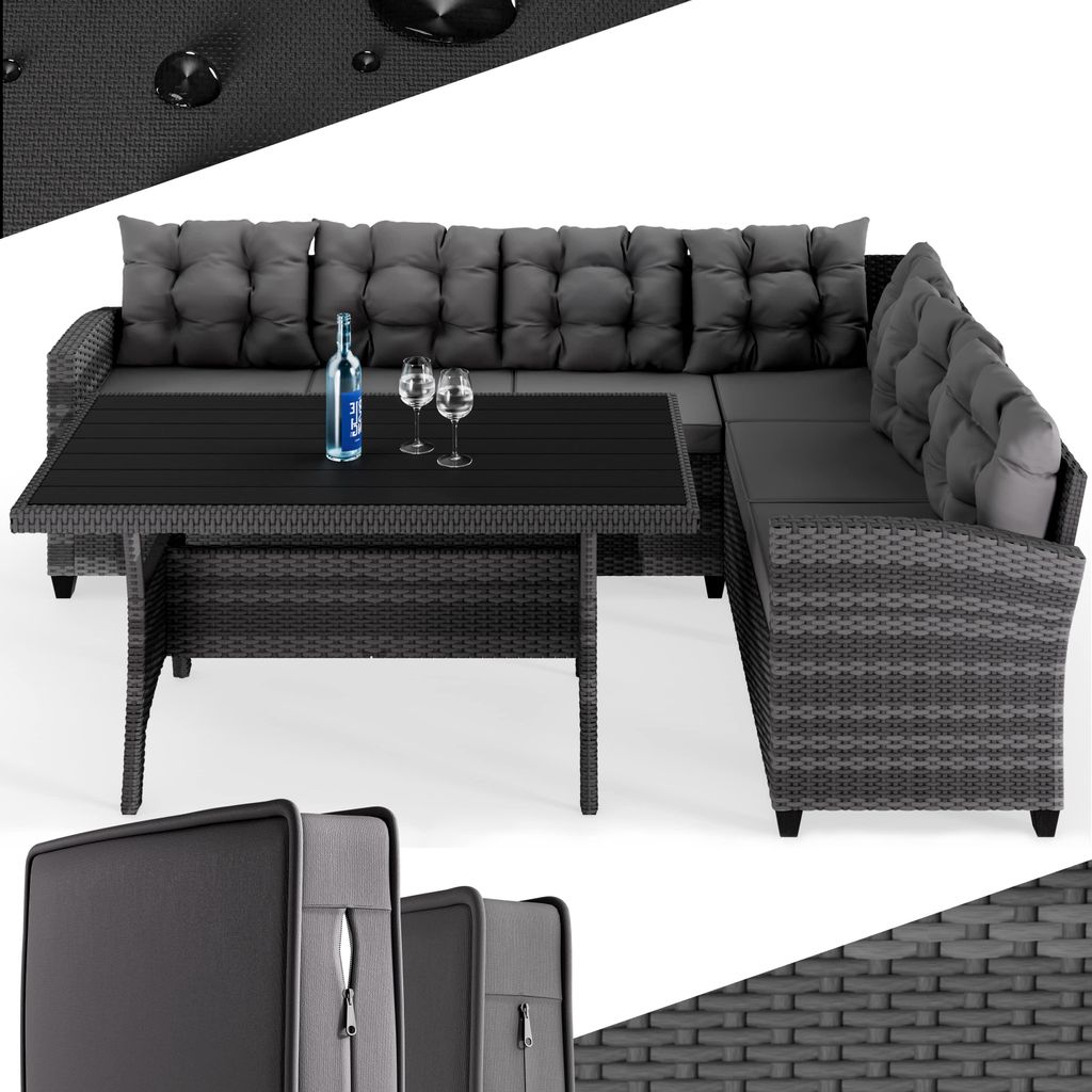 Salon de Jardin en polyrotin Anthracite 6 Personnes Image du produit 