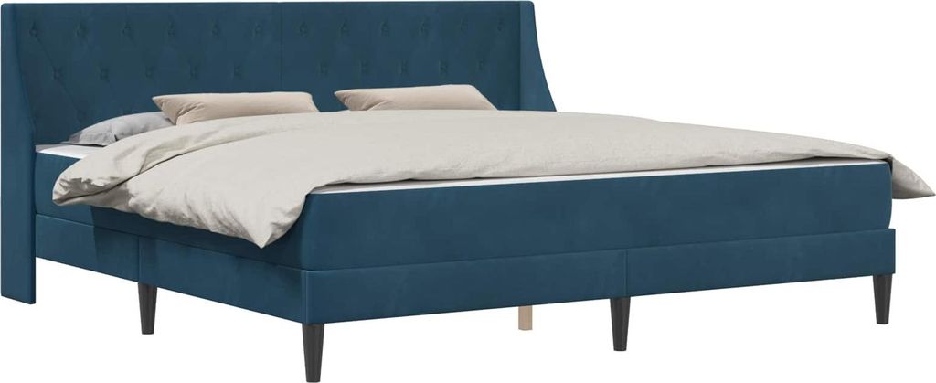 vidaXL Bettgestell mit Matratze mit Matratze Blau 200 x 200 cm Samt