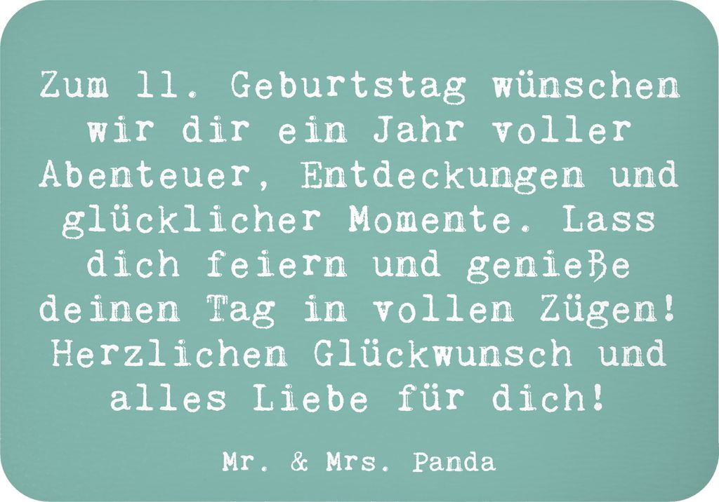 Mr. & Mrs. Panda magnet Spruch 11. Geburtstag Wunder - Meeresbrise - Geschenk, Happy Birthday, tafelmagnet, neuer Lebensabschnitt, feierlicher Anla...