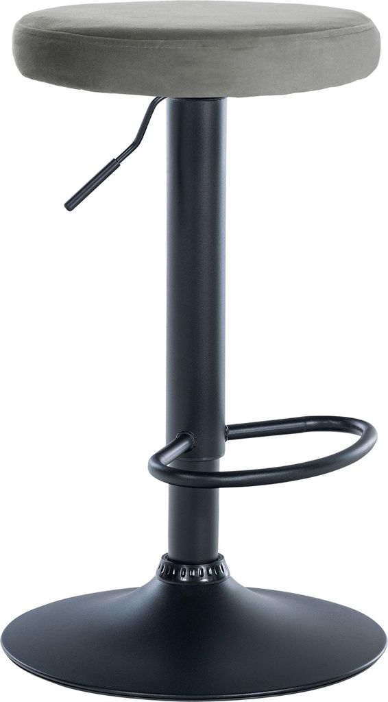 Barhocker KAZON - Samt Grau 38.5x38.5x60 cm Schwarz | Barstuhl Höhenverstellbar Tresenhocker Tresenstuhl Kneipenhocker Kneipenstuhl