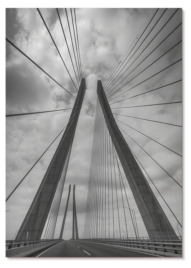 POSTER - 59x84 cm (A1) - Sample - Seilbrücke Modernität Eleganz Symmetrie - Wandbild für Wohnzimmer Schlafzimmer & Flur, Modernes Poster Wanddek...