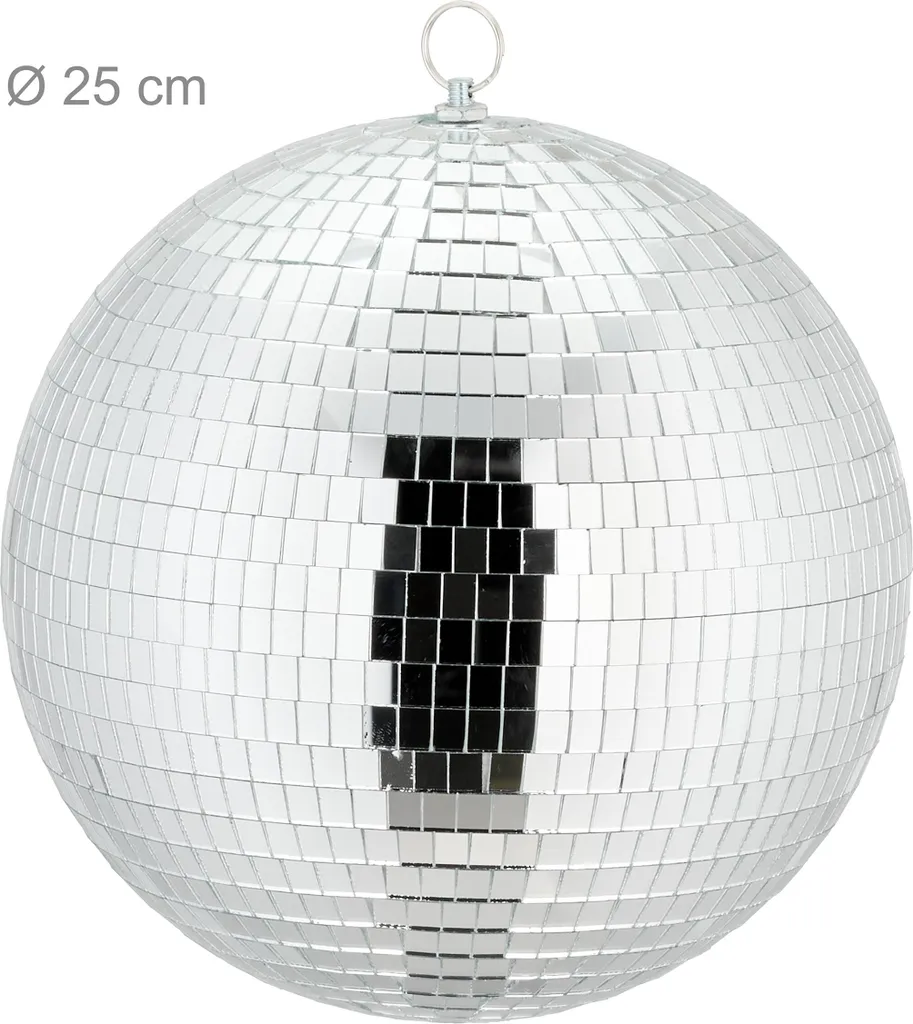 Boule à facettes disco miroir de 25 cm - Décoration de fête argentée