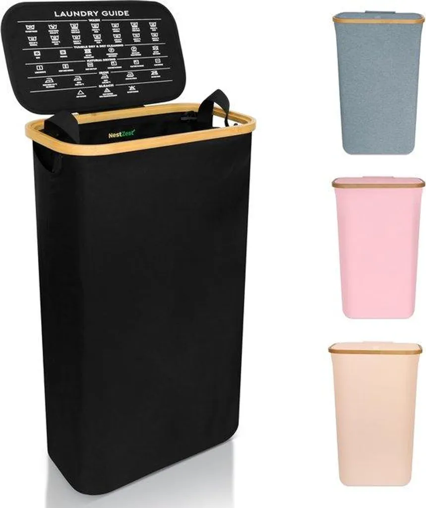 Panier à linge étroit 60L noir : fini l'encombrement avec ce bac fin