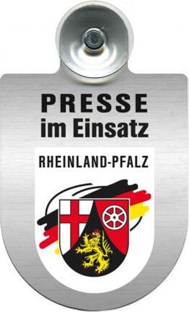 Einsatzschild Windschutzscheibe incl. Saugnapf - Presse im Einsatz - 309456- incl. Regionen nach Wahl Color - Region Rheinland-Pfalz