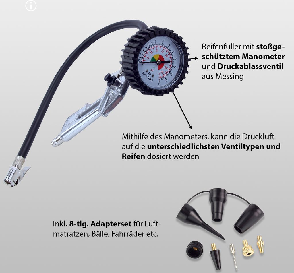 Druckluft Set Reifenfüller Ausblaspistole Farbspritzpistole Produktbild 5