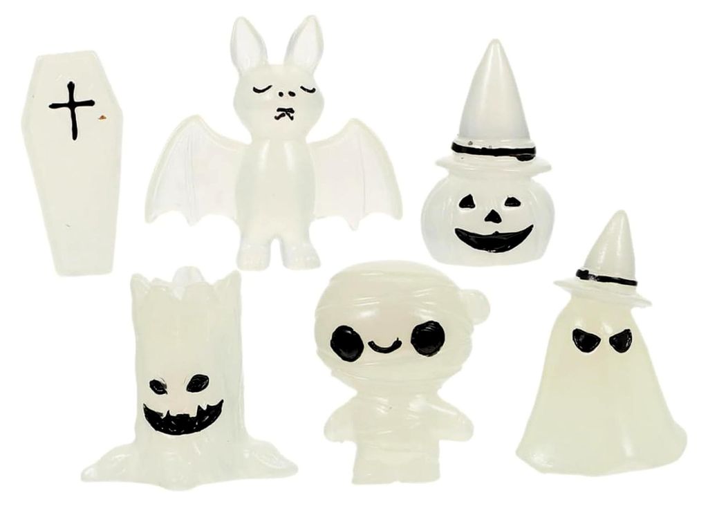 Halloween Harz Dekoration 6 Stück Leuchtende Miniaturen für Puppenhaus und Mikrolandschaften