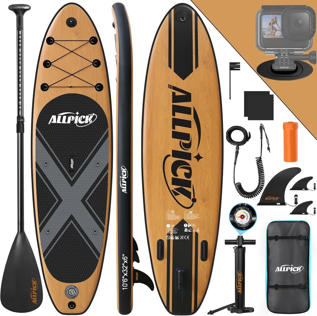 Allpick Premium Sup Board Set |Stand -up -Paddel aufblasbare 320 cm Universal Camera Mount Complete Accessoires Boards Kinder Erwachsene Anfänger &