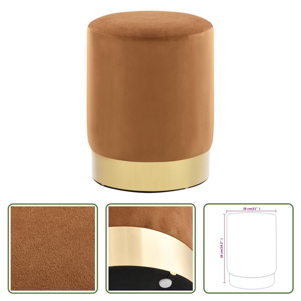 The Living Store Hocker Braun und Golden Samt