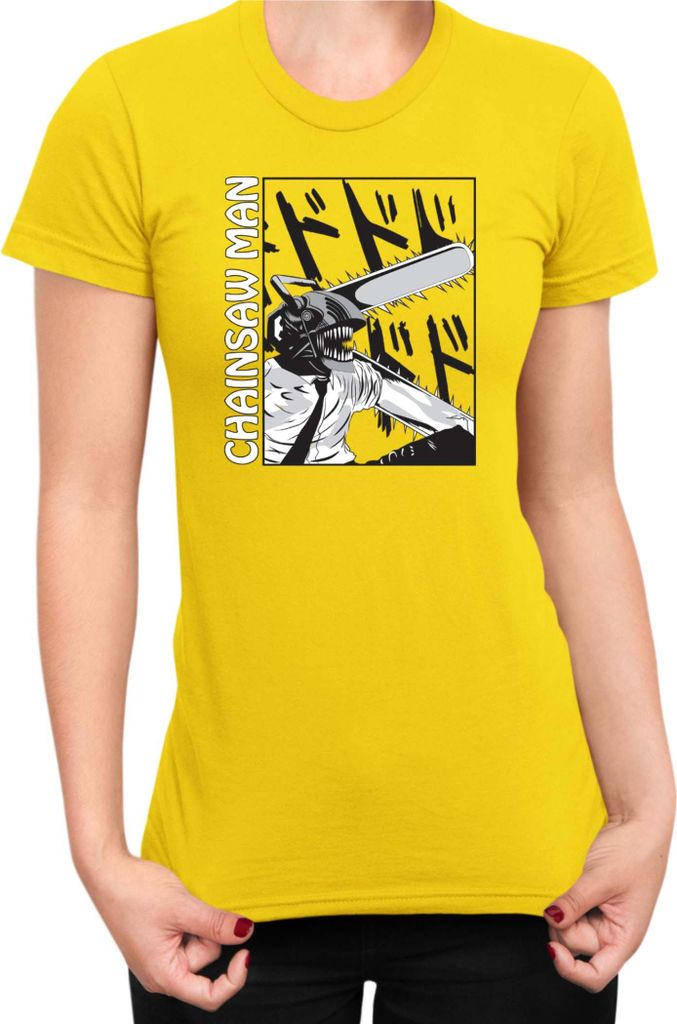 Damen T-Shirt Manga Japan Anime Comics Animation Chainsaw Anime manga Man 03, Lady S / Gelb