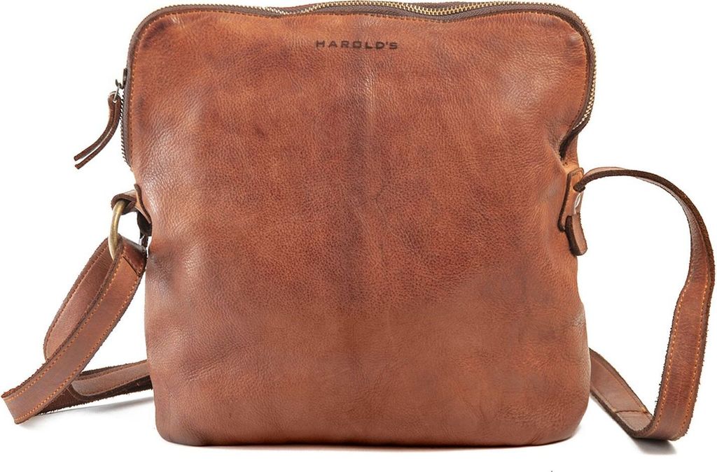 HAROLD'S Leder Umhängetasche Schultertasche Submarine Postbag Upend Cognac braun