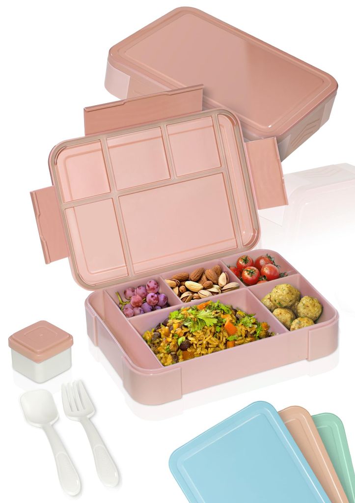 Bento Box – Lunchbox für Erwachsene und Kinder – Unzerbrechliche, auslaufsichere Lunchbox mit Besteck und Becher – BPA-frei, spülmaschinen-...