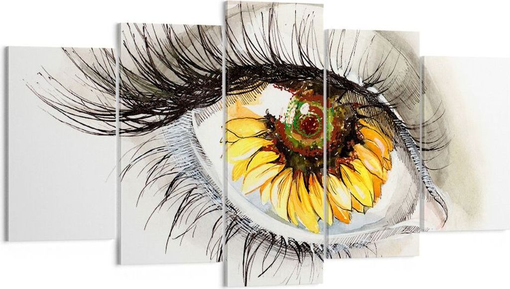 Bild auf Leinwand - Leinwandbild - Sonnenblume Auge Computer Blume - 160x85cm - Wand Bild - Wanddeko - Leinwanddruck - Bilder - Kunstdruck - Leinwa...