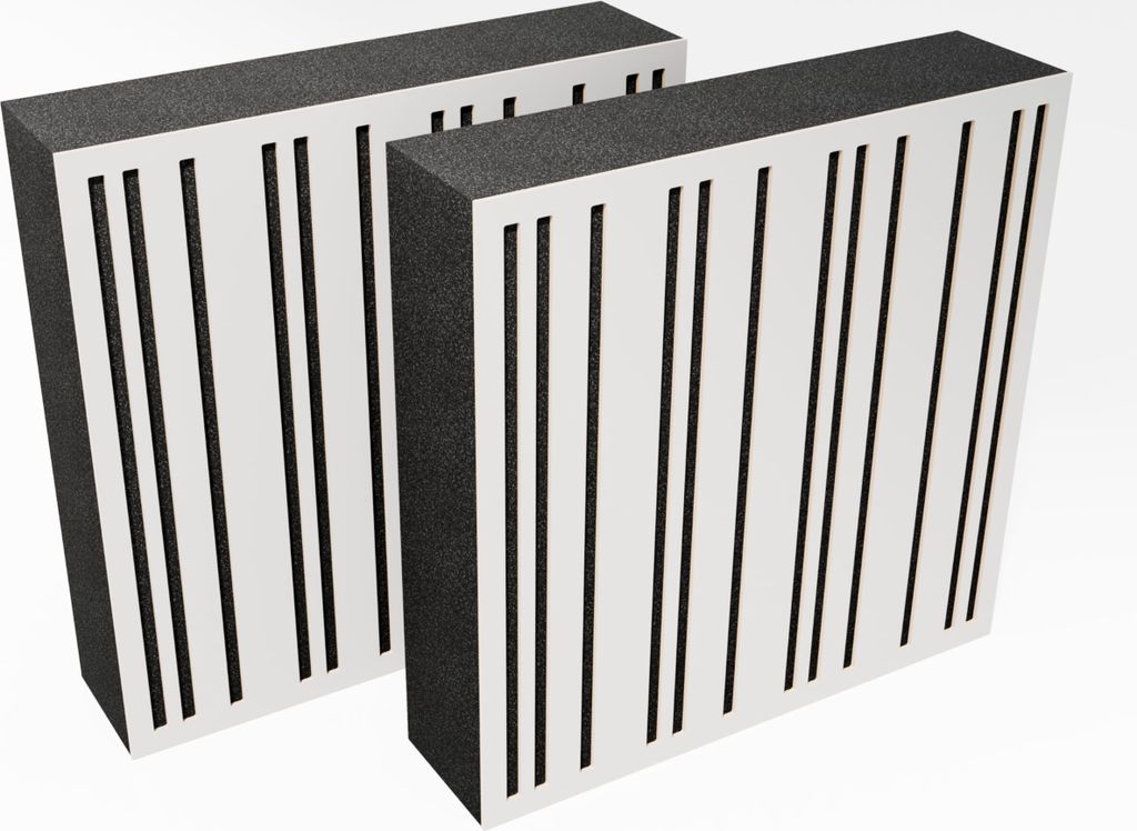 2er-Pack - AbFuser Schallabsorption-Diffuse Akustikplatte | 50 x 50 cm | Farbe: (Weiß, ABAFA (150 mm))