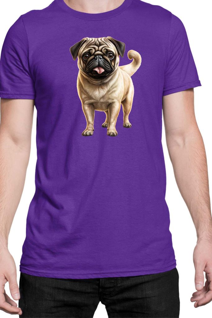 Herren T-Shirt Dogs Breeds Pug Dog Breed 007, Man 3XL / Lila