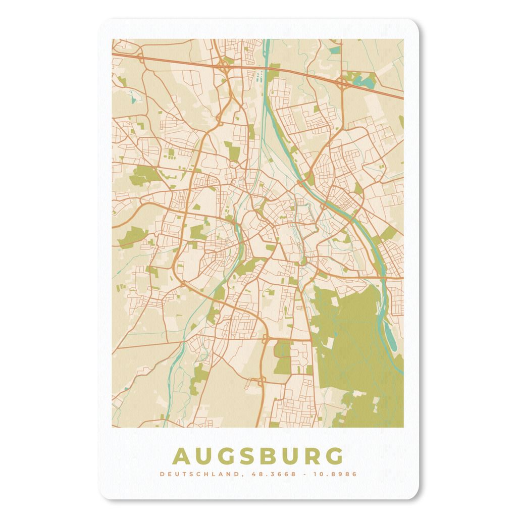 MuchoWow Mauspad Mousepad Karte - Augsburg - Karte - Vintage - Stadtplan 18x27 cm - Mousepads - Maus Mat - Pad - Mausunterlage