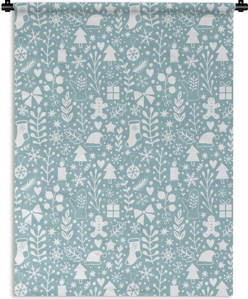 MuchoWow Wandteppich Wandbehang Winter - Schnee - Muster - Weiß 150x200 cm Tapisserie Dekoration Wandtuch - Wandaufhängung - Moderner