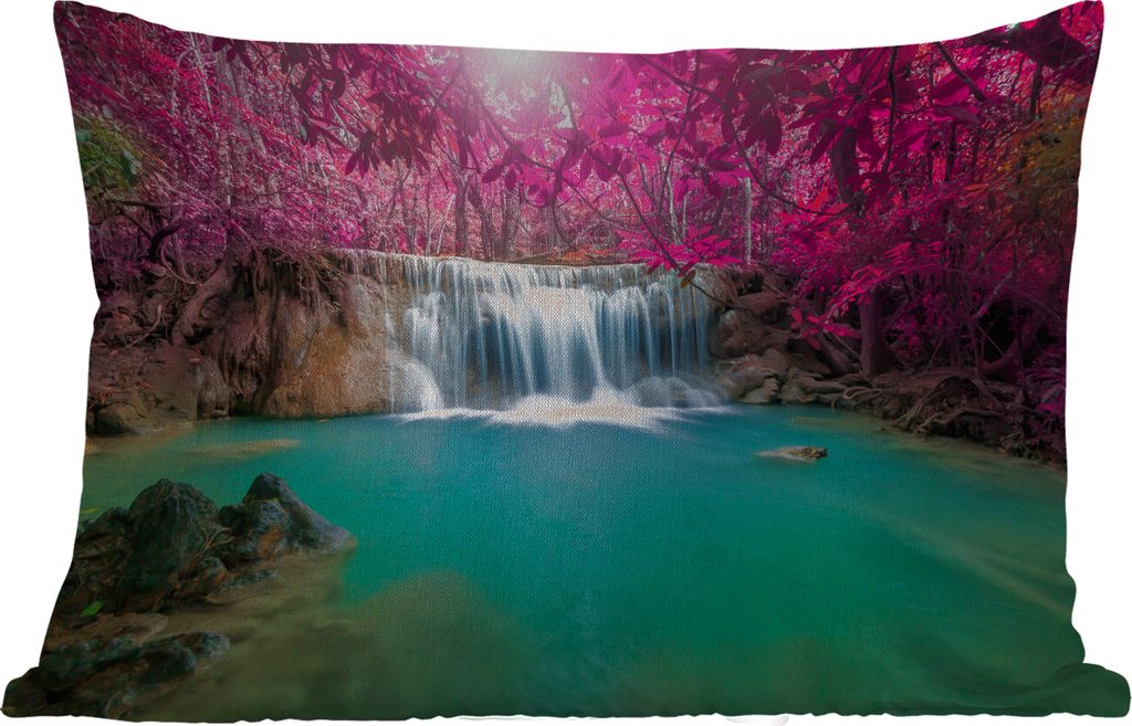 MuchoWow® Outdoor Kissen - Wasserfall - Baum - Rosa - Natur Produktbild 