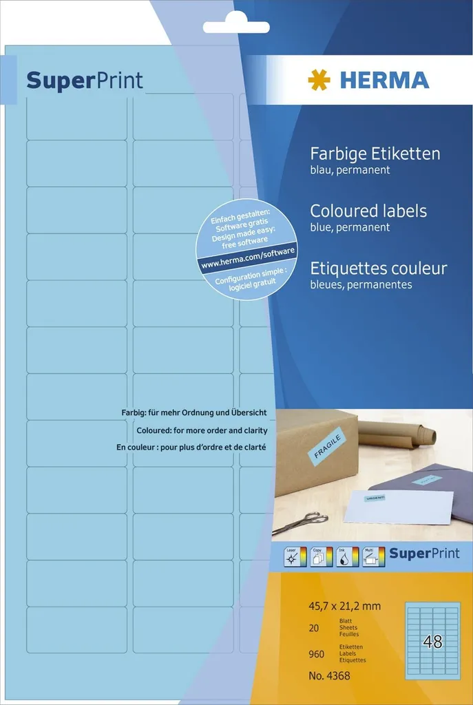 Stock 960 Etichette Blu HERMA 45.7x21.2 | Prezzo Speciale Online