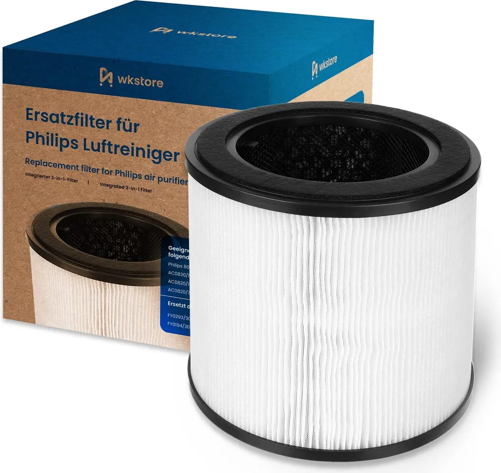 Filtre air purifié 3-en-1, HEPA/charbon actif, pour Philips FY0293/30-0800