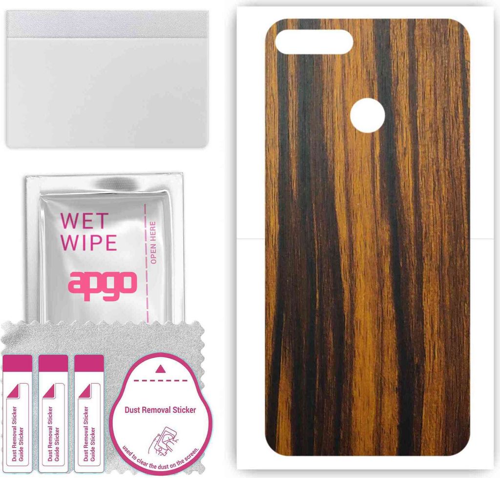 apgo Rückseite Schutzfolie, Skin, kompatibel mit Honor 7A, Hinten Displayschutzfolie aus Vinylfolie, kratzfest, einfache Montage - Tigerwood