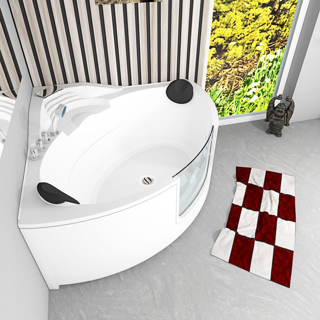 Pool Badewanne Eckwanne Wanne S60-TH 140x140cm mit Tür Walk-in-Pool