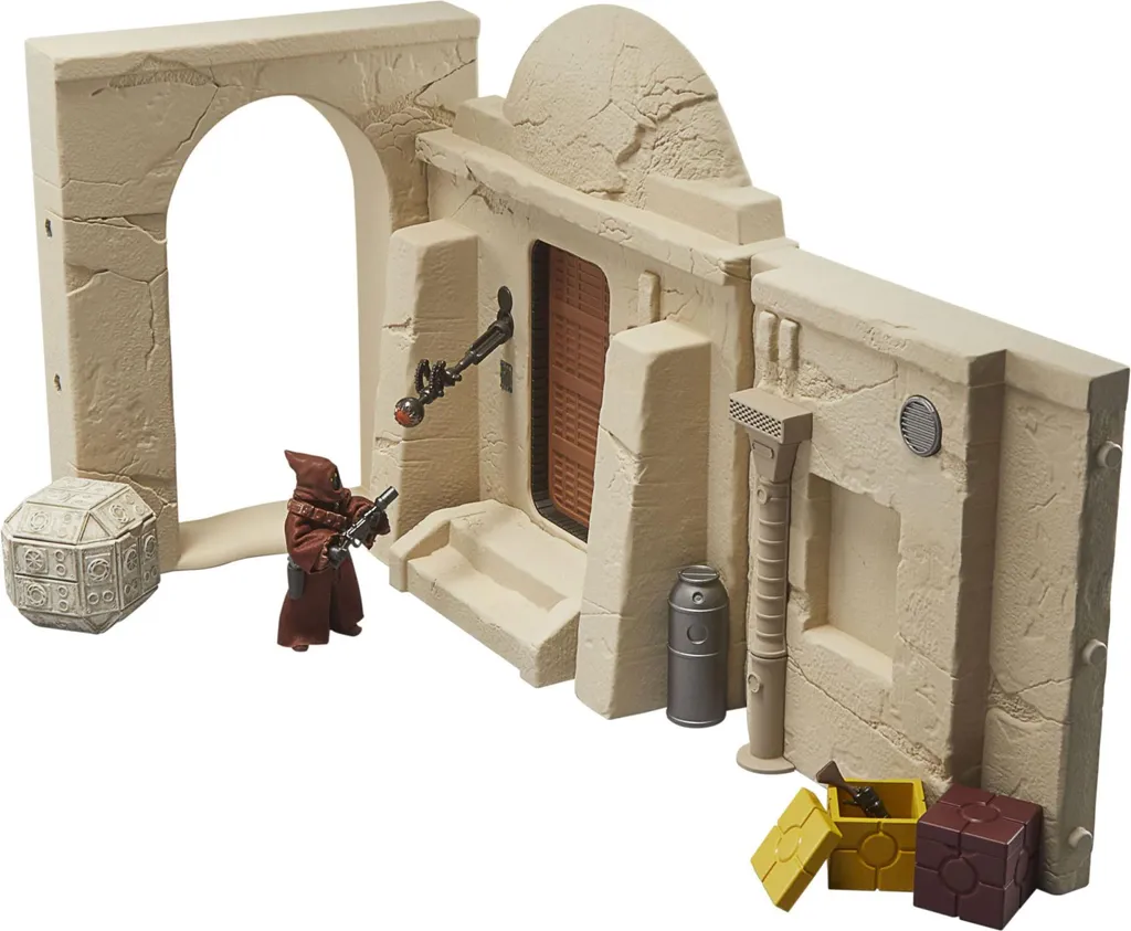 Décor de Jeu Mos Eisley Star Wars Vintage avec Figurine de Jawa Articulée
