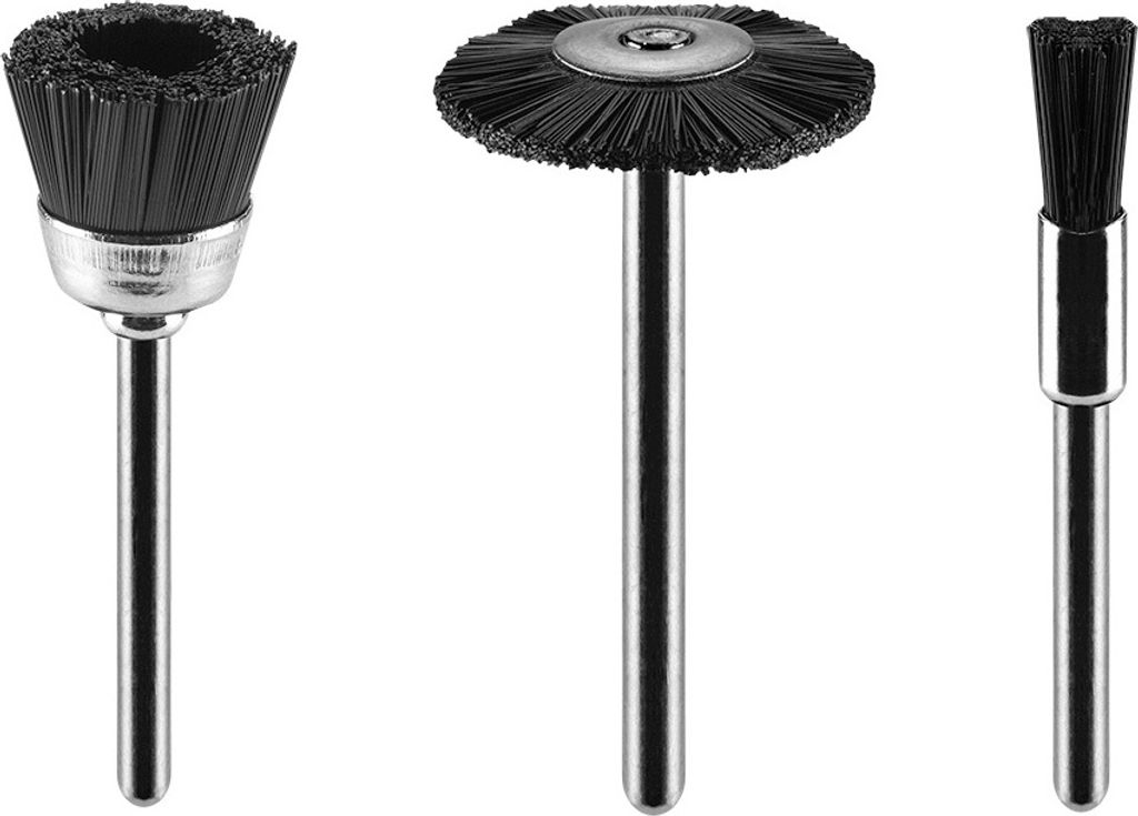 GRAPHITE Stahlbürsten, Satz von 3 Bürsten, Bürste 5 mm, Becher, Topf 15 mm, Scheibe, Teller 22 mm