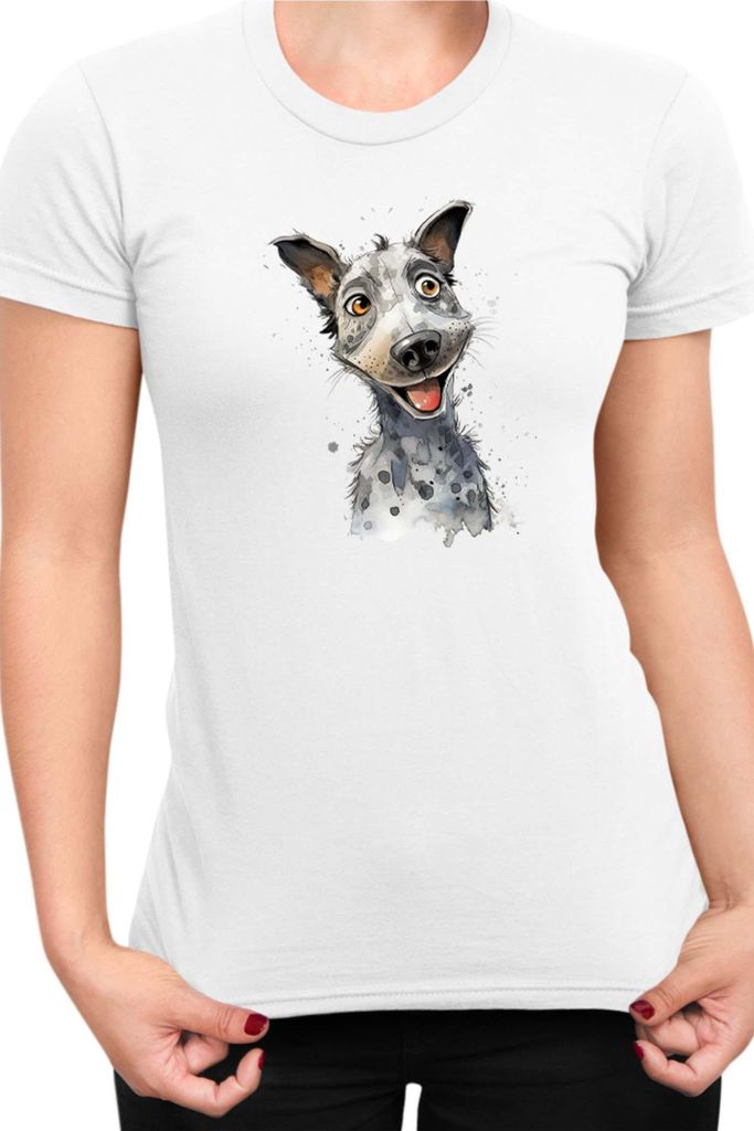 Damen T-Shirt Funny Dogs Breeds Australian Cattle Dog Breed Dog Breed, Lady M / Weiß