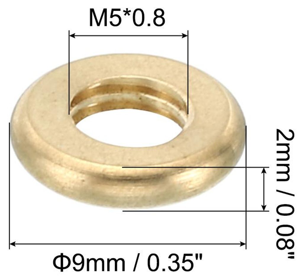 M5x0.8 Messing Rund Sicherungsmutter 20 Pack Flache Radring Kontermutter Glatte Oberfl?che Verzierung fš¹r M?bel und Leuchten