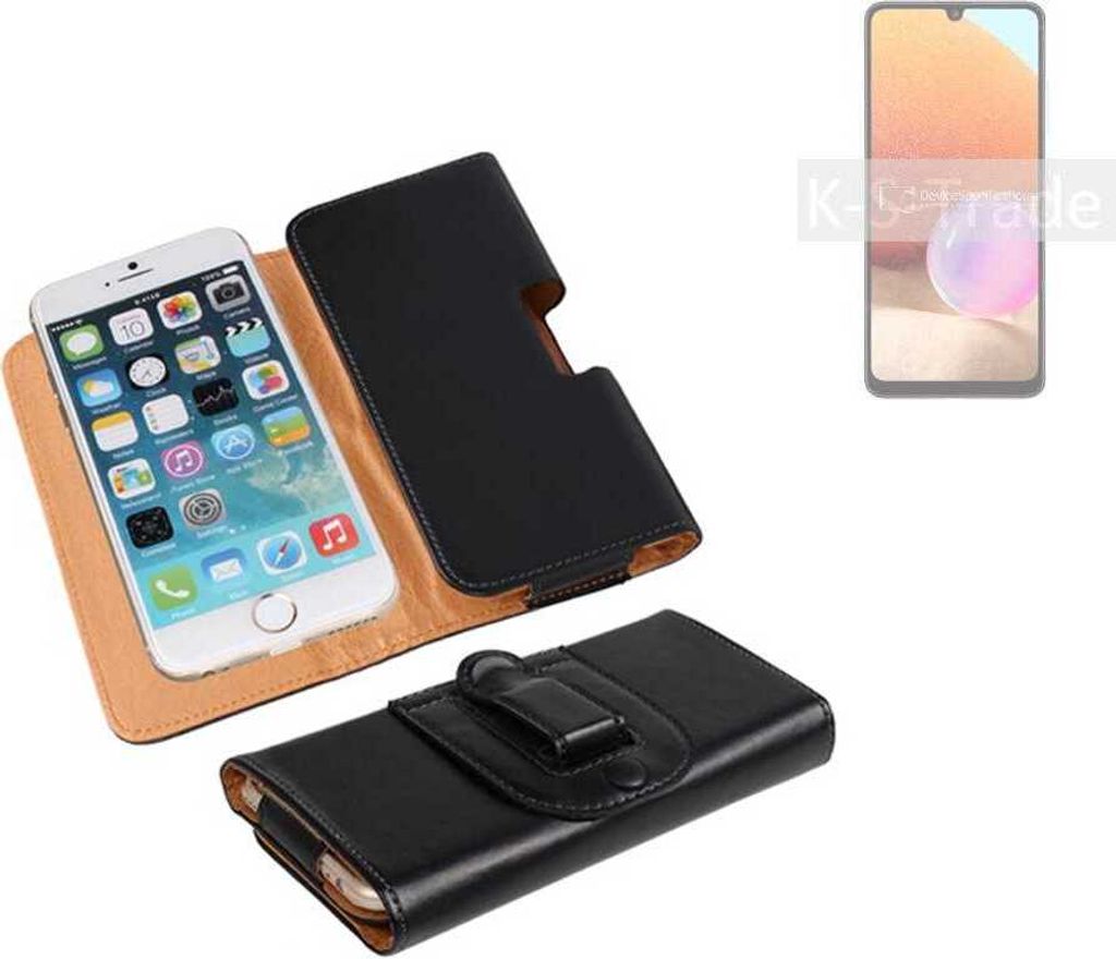 K-S-Trade Schützhülle Handyhülle kompatibel mit Samsung Galaxy A32 Holster Gürtel Tasche Schutzhülle Handy-Tasche Smartphone Case Seitentasche