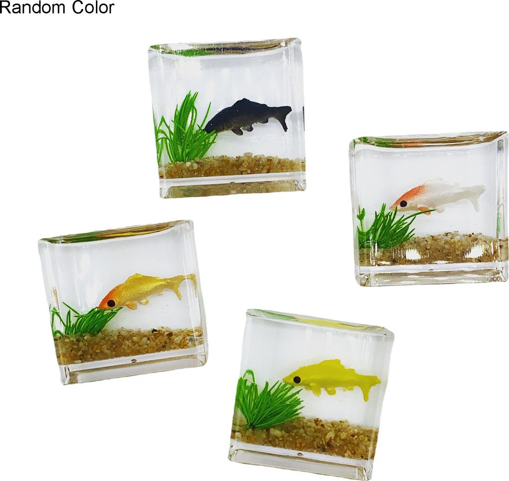 Fischtankspielzeug Miniatur Ornamente Harz Dollhouse Fischtankszene Accessoires für Mädchen-Zufälliges Farbquadrat