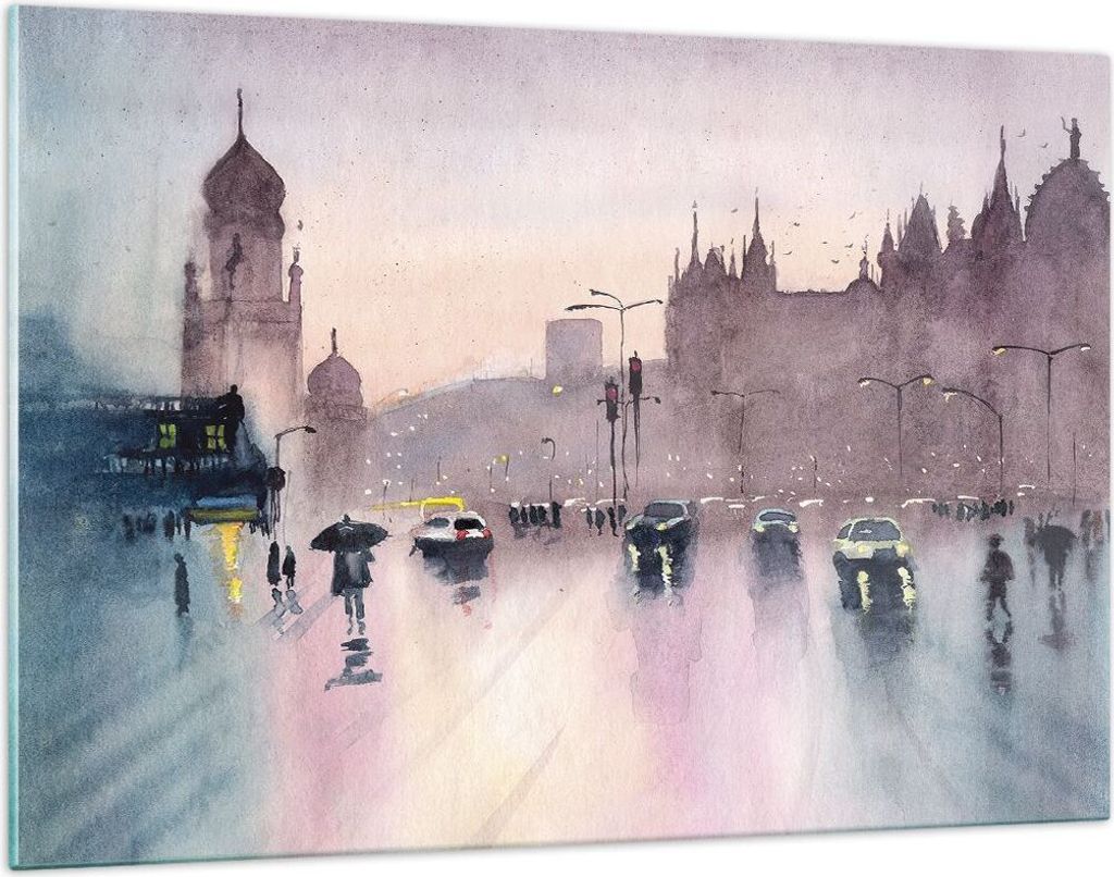 Bilder auf glas - Einteilig - Aquarell Stadt historische Denkmäler - 120x80cm - Glasbilder - Wandbilder - Bilder - Wanddekoration aus Glas - Glas ...