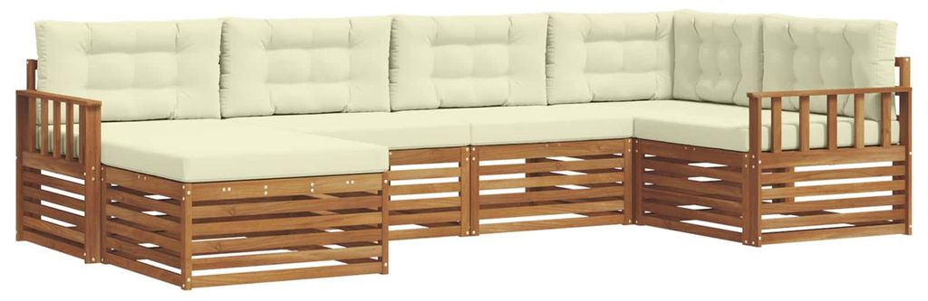 vidaXL Outdoor-Sofagarnitur mit Kissen 6 pcs Natur und Creme