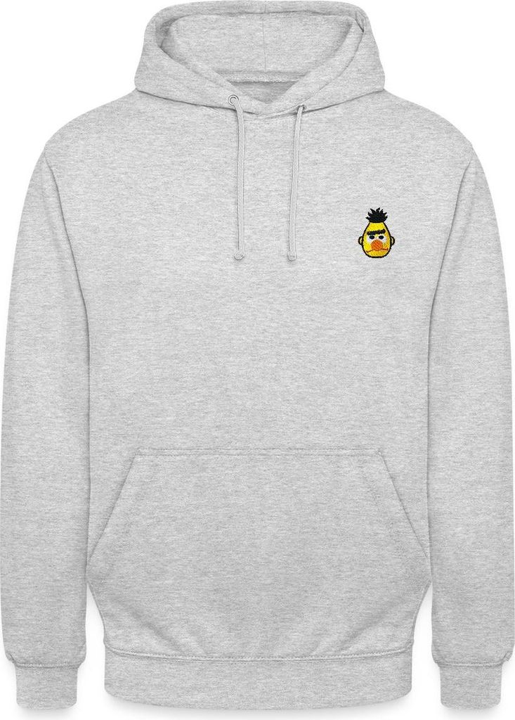 Spreadshirt Sesamstraße Bert Als Stickmotiv Uni Hoodie, M, Hellgrau meliert
