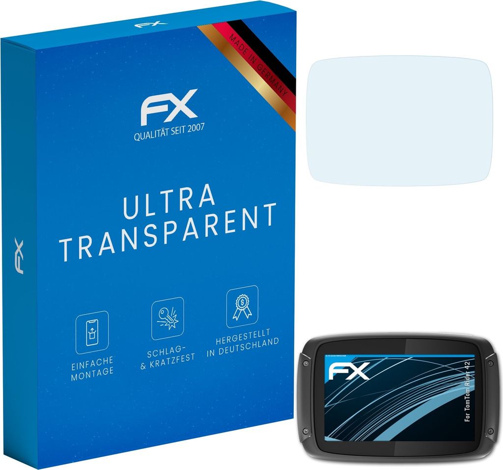 atFoliX FX-Clear 3x Schutzfolie kompatibel mit TomTom Rider 42 Displayschutzfolie
