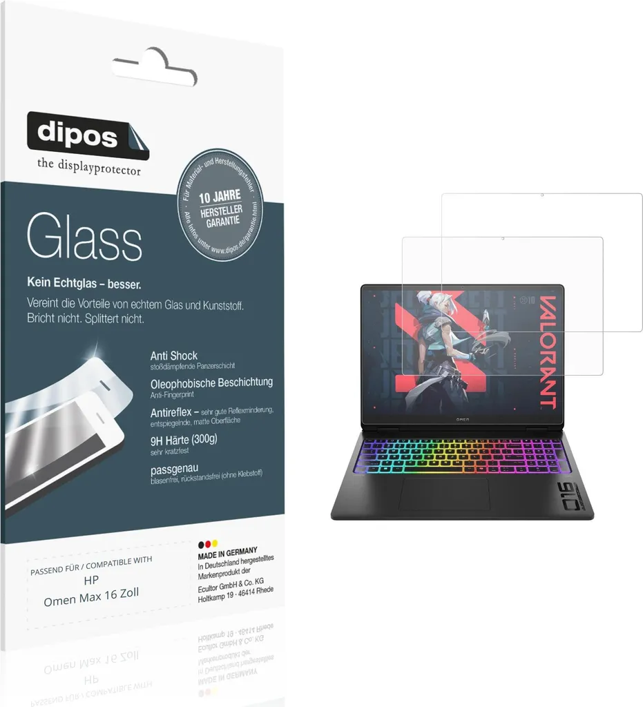 Set 2 Pellicole dipos per HP Omen Max 16 | Vetro Flessibile Opaco 9H
