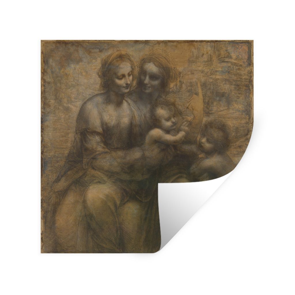 MuchoWow Wandtattoo Wandsticker Wandaufkleber Maria mit Kind und die Heilige Anna - Leonardo da Vinci 30x30 cm Selbstklebend und Repositionierbar...