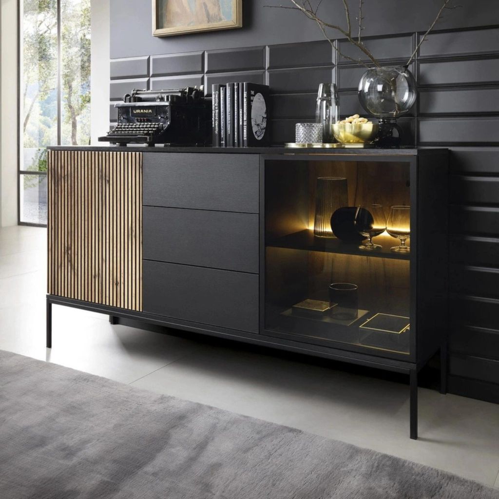 Komoda Lagos 154 cm 2D3SZ - moderní LED komoda se skleněným Obrázek produktu 