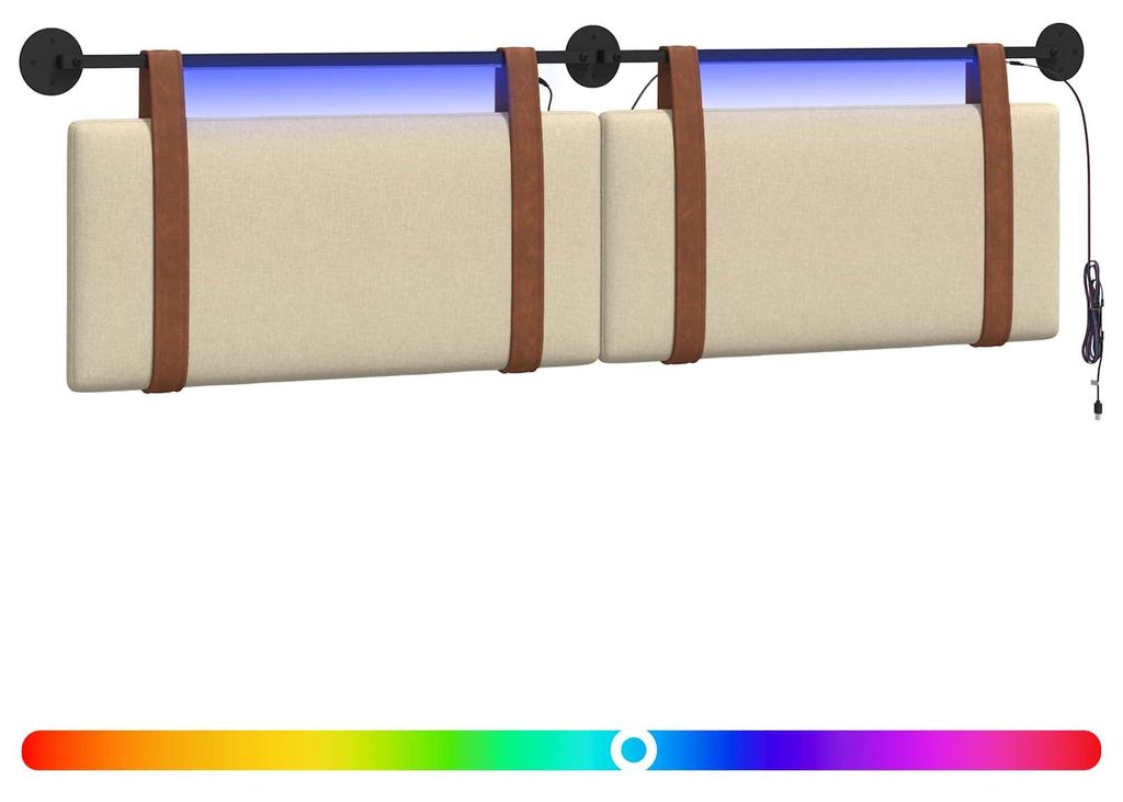Hängendes Kopfteil Mit LED Licht Creme Antikes PU