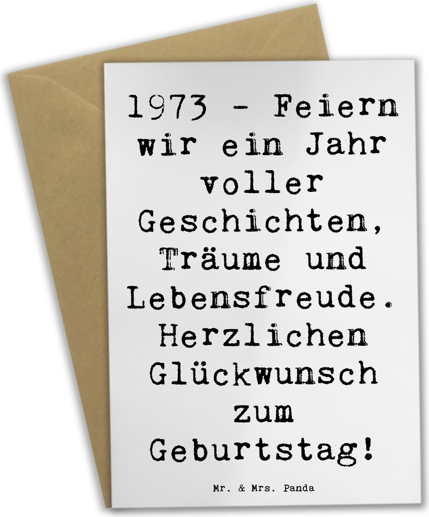 Mr. & Mrs. Panda babykarte Spruch 1973 Geburtstag - Weiß - Geschenk, Erinnerungen, Meilenstein, einladungskarten, valentinstagskarte, hochzeitskar...